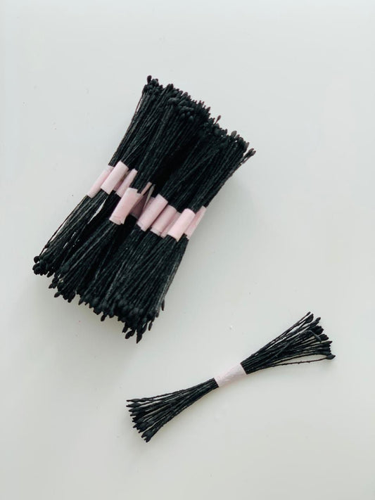 Floral Essentials Stamens/Pollens Pack Of 25Pcs Black Pointed